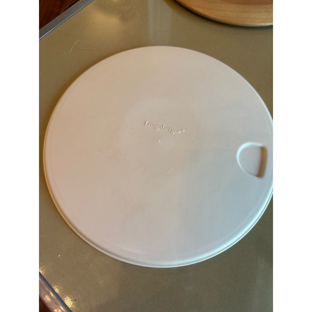 Longaberger Round Plastic Protector Lid 8.75 Inch Cream Off White Pull Tab